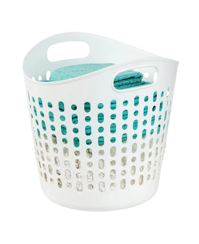 Iris Usa Laundry Basket 40L Durable and Flexible, Portable Round Bin, 1.15 Bushel Hamper for Storage with Ventilation Holes for Closet Dorm, White