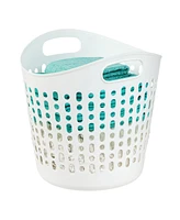 Iris Usa Laundry Basket 40L Durable and Flexible, Portable Round Bin, 1.15 Bushel Hamper for Storage with Ventilation Holes for Closet Dorm, White