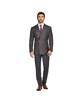 Gino Vitale Men's 2-Piece Double Breasted Checked Plaid Slim Fit Suit