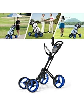 Slickblue 4 Wheel Golf Push Cart with Brake Scoreboard Adjustable Handle