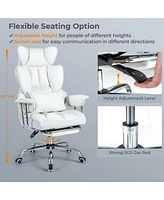 Slickblue Adjustable Swivel Office Chair with Reclining Backrest and Retractable Footrest