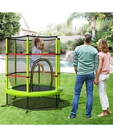Slickblue Kids Recreational Trampoline Bouncing Jumping Mat with Enclosure Net