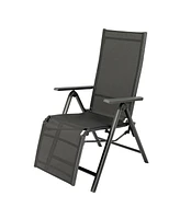 Slickblue Outdoor Folding Lounge Chair with 7 Adjustable Backrest and Footrest Positions