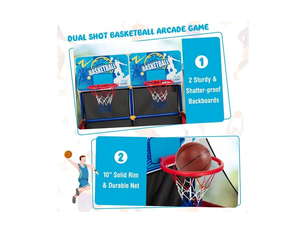 Slickblue Kids Arcade Basketball Game Set with 4 Basketballs and Ball Pump