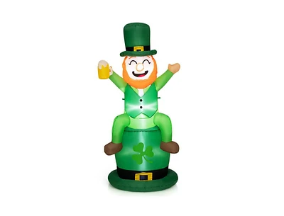 Slickblue 5 Feet St Patrick's Day Inflatable Decoration Leprechaun Sitting on Hat