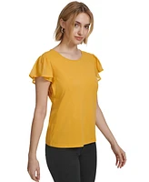 Calvin Klein Women's Crewneck Flutter-Sleeve Blouse