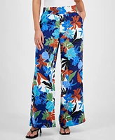 I.n.c. International Concepts Women's Floral-Print Wide-Leg Smocked-Waist Pants, Created for Macy's