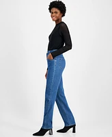 I.n.c. International Concepts Women's High-Rise Straight-Leg Denim Jeans, Created for Macy's