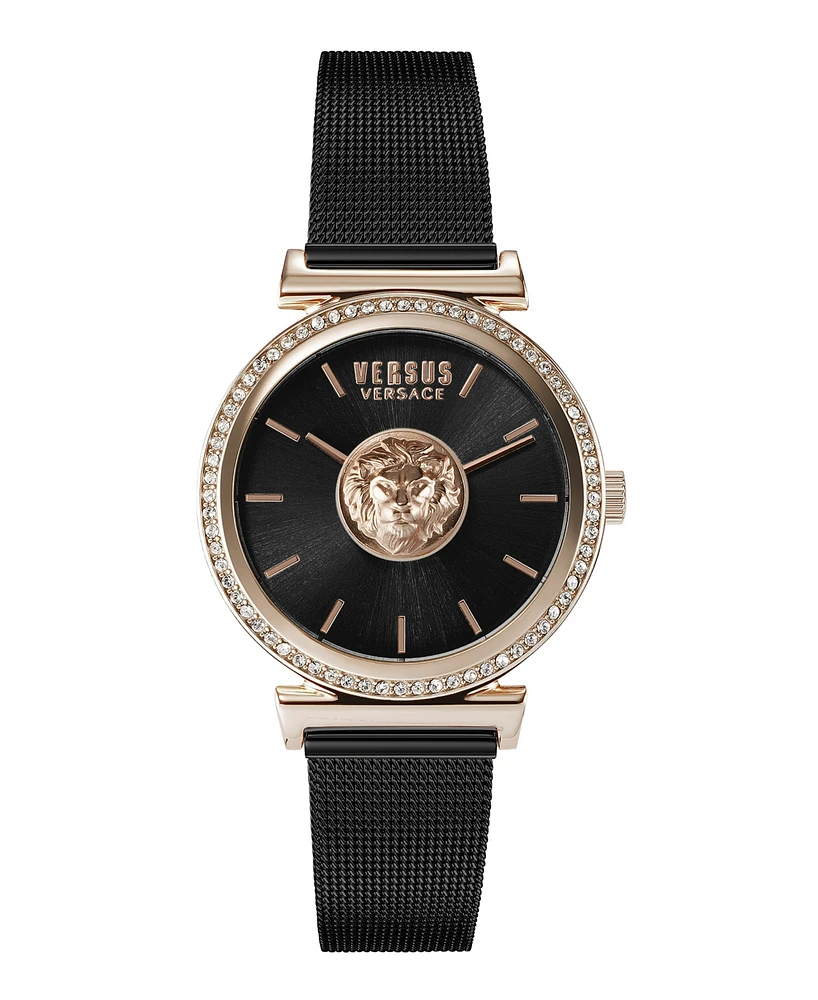 Versus Versace Women's Brick Lane Mesh Ip Black Stainless Steel Watch 34MM