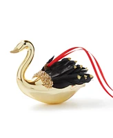 Holiday Lane Shine Bright Black & Gold Swan Ornament, Exclusively at Macy's