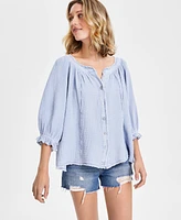 Free People Women's Lucy Cotton Button-Front Swing Blouse