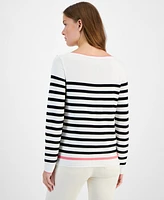 Nautica Jeans Women's Striped Long-Sleeve Sweater