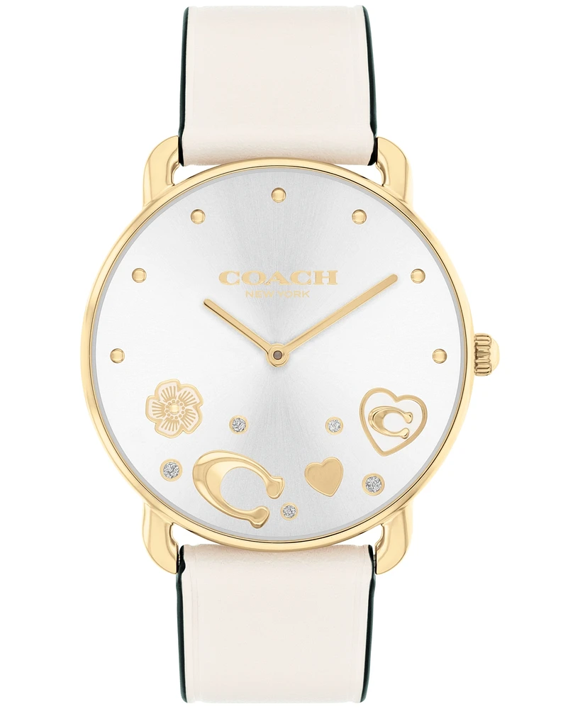 Coach Women's Elliot Chalk Leather Strap Watch 36mm