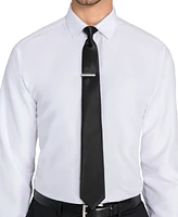 Calabrum Men's Slim Solid Black Clip-On Tie