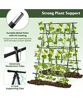 Slickblue A-Frame Garden Cucumber Trellis with Netting for Climbing Plants Outdoor-Black