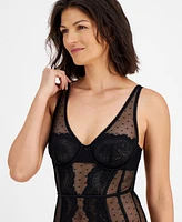 I.n.c. International Concepts Women's Lace Pointelle Bodysuit, Created for Macy's