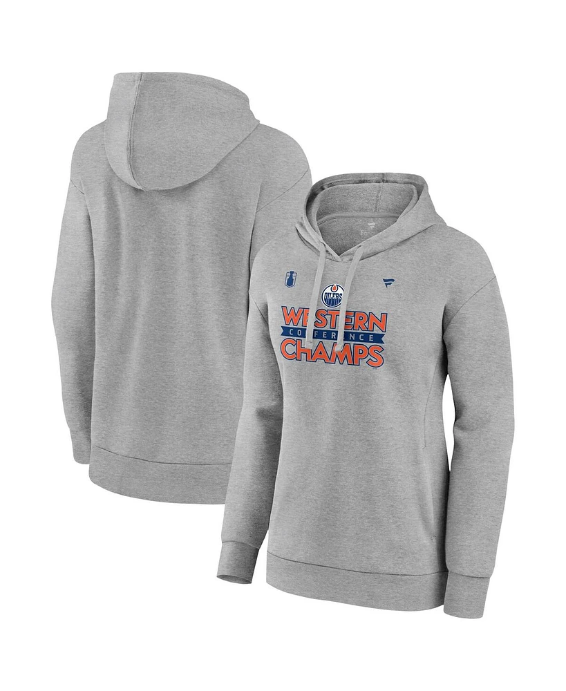 Fanatics Women's Steel Edmonton Oilers 2024 Western Conference Champions Locker Room Pullover Hoodie