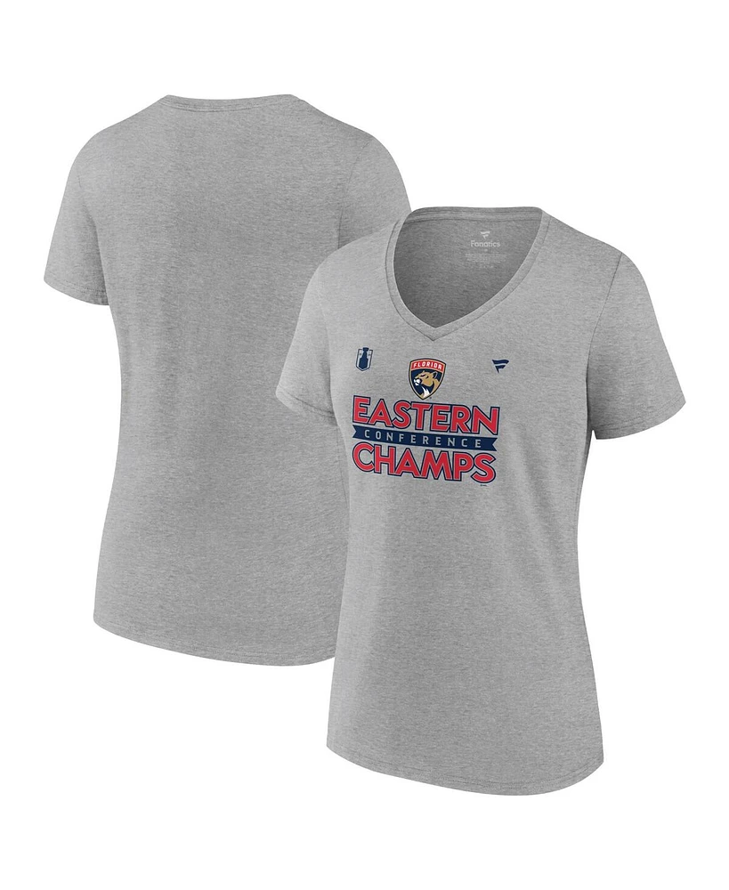 Fanatics Women's Steel Florida Panthers 2024 Eastern Conference Champions Locker Room V-Neck T-Shirt