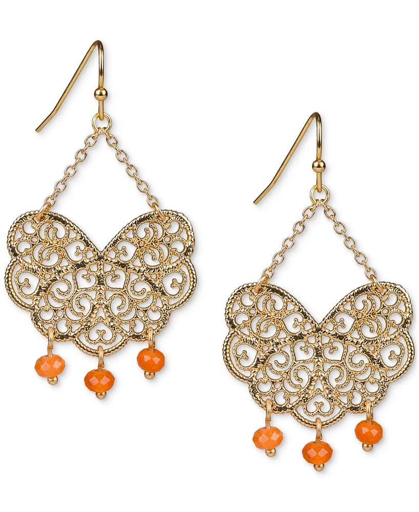 Patricia Nash Gold-Tone Filigree Beaded Drop Earrings