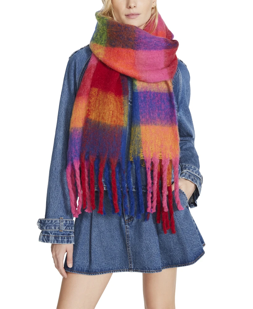 Steve Madden Women's Brushed Plaid Blanket Wrap Scarf