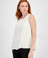 Anne Klein Women's Scoop-Neck Sleeveless Double-Layered Top