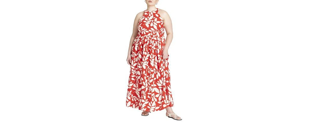 Eloquii Plus Printed Flare Skirt Maxi Dress