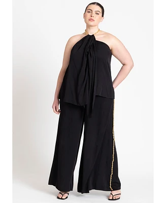 Eloquii Plus Chain Detail Wide Leg Pant