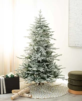 Nearly Natural 6ft. Pre-Lit Artificial Fraser Fir Flocked Christmas Tree with Instant Connect Technology and 280 Warm White Led Lights