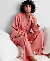 State of Day Women's Belted Shawl-Collar Crepe de Chine Robe, Created for Macy's