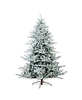 Nearly Natural 7ft. Pre-Lit Artificial Fraser Fir Flocked Christmas Tree with Instant Connect Technology and 400 Warm White Led Lights