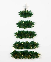 Nearly Natural 5ft. Artificial Wall Hanging Christmas Tree with 50 Warm White Led Lights