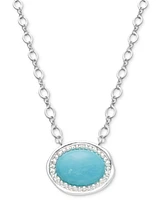 Style & Co Framed Oval Stone Pendant Necklace, 17" + 3" extender, Created for Macy's