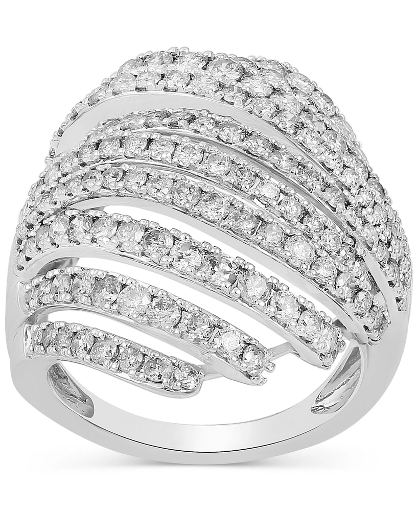 Diamond Multirow Statement Ring (2 ct. t.w.) in 10k White Gold