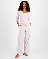 Charter Club Women's Printed Fleece Pajama Pants, Created for Macy's