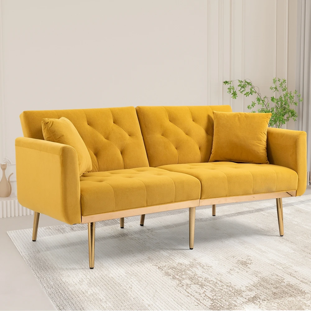 Velvet Sofa, Accent Sofa. Loveseat Sofa With Metal Feet