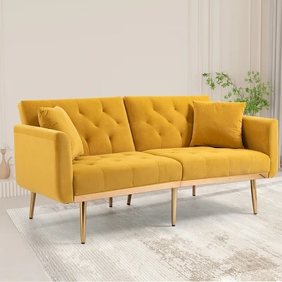 Velvet Sofa, Accent Sofa. Loveseat Sofa With Metal Feet
