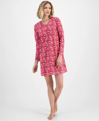 Charter Club Women's Printed Long-Sleeve Sleepshirt, Created for Macy's