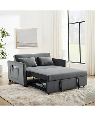 Streamdale Furniture 3-in-1 Convertible Velvet Sofa Bed with Adjustable Backrest