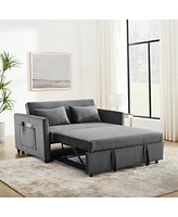 Simplie Fun 3-in-1 Convertible Velvet Sofa Bed with Adjustable Backrest