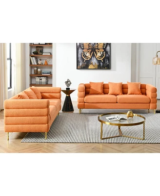 Simplie Fun 3 Seater + 3 Seater Combination Sofa.Orange Teddy