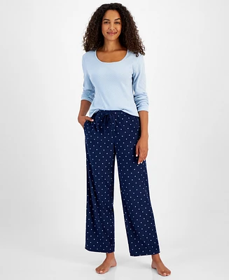 Charter Club Women's Printed Fleece Pajama Pants, Created for Macy's