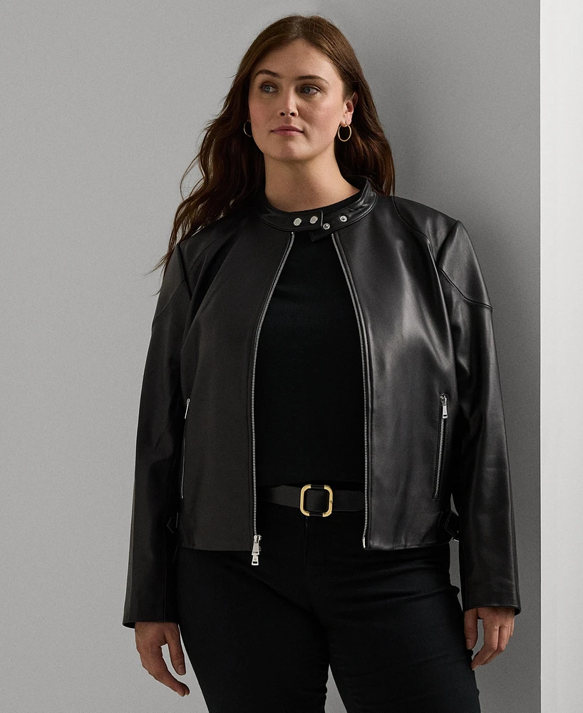 Lauren Ralph Lauren Plus Size Leather Moto Jacket