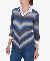 Alfred Dunner Classic Chevron Ombre Woven Sweater