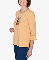 Alfred Dunner Classic Scarecrow Detailed Bell Sleeves Top