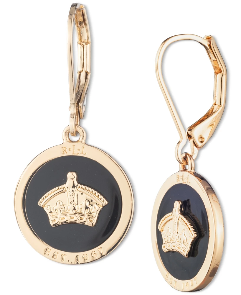 Lauren Ralph Lauren Gold-Tone Color Disc Crown Drop Earrings