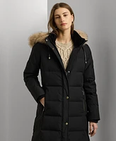 Lauren Ralph Women's Maxi Faux-Fur-Trimmed Hooded Puffer Coat