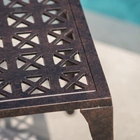 Elegant Cast Aluminum Patio Side Table with Grillwork Top