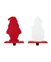 Glitzhome Set of 2 Christmas Epoxy Resin Santa Snowman Stocking Holder