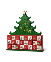 Glitzhome 15.25 H Lighted Wooden Christmas Tree Advent Calendar Decor