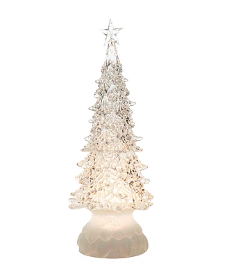 Glitzhome 18.5"H Christmas Lighted Acrylic Rotating Table Tree